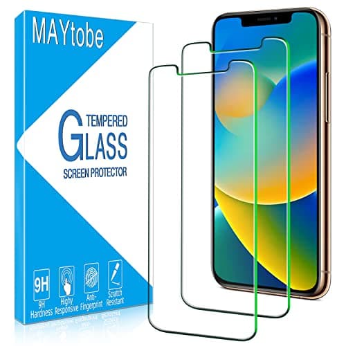 Image of MAYtobe Screen Protector for iPhone 11 Pro, XS, X - Tempered Glass, 3D Touch, 9H Hardness, Bubble Free, Anti Scratch, Easy to Install (2 Pack)