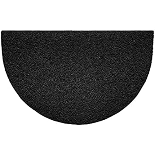 Image of Nicoman Embossed Halfmoon Half Circle Door Mat Dirt-Trapper Jet-Washable Doormat 70x44cm (Black, PLAIN) - Use Outdoor ONLY