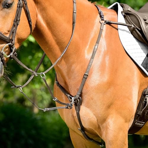 Image of Collegiate ComFiTec Opulux 3-Point Padded Raised Breastplate with Running Attachment, Dark Brown, Full