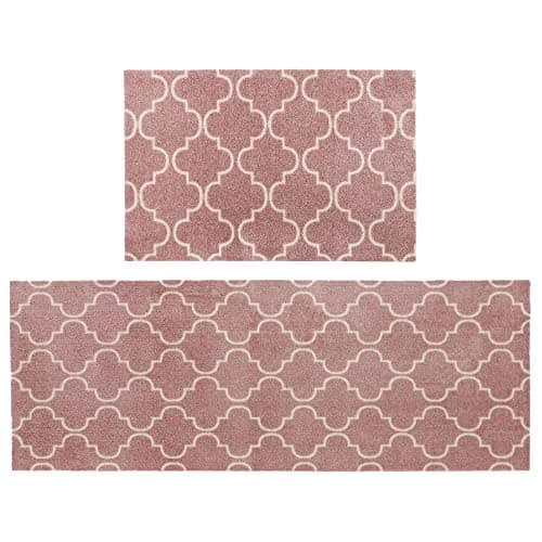 Image of JVL 'Mega Machine Washable Doormat and Runner, Rose Lattice