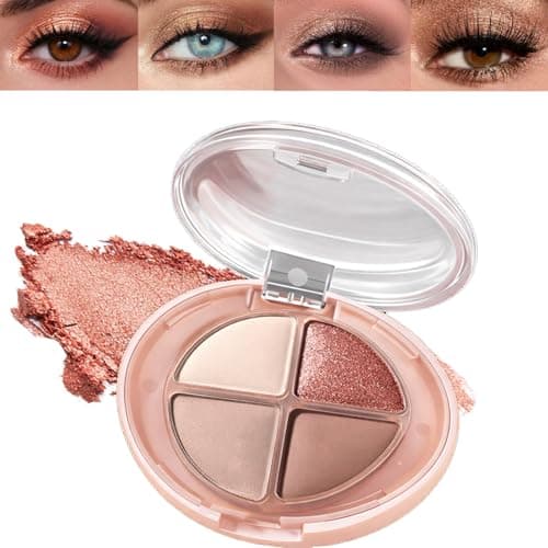Image of Neutral 4 Colour Eyeshadow Palette & Smokey Finish - Matte Base Shades with Fine Sparkly Highlight for Everyday Eye Makeup, Highly Pigmented Smooth Blendable Formula, Long Lasting Wear