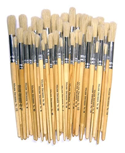 Image of Major Brushes Hog Bristle Short Round Brushes - Assorted Pack of 60
