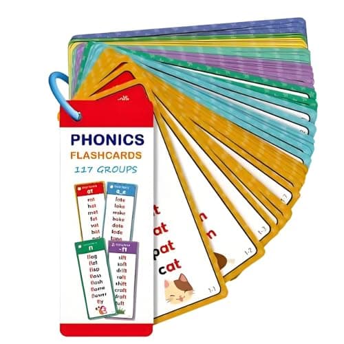 Image of Phonics Flash Cards 117 Sound Groups 60 Double-Sided Phonics Word Cards Alphabet Flash Cards Preschool English Discovery Joy Can Read and Spell for Home, Nursery