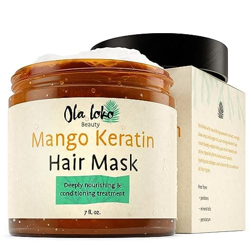 Image of Mango Keratin Hair Treatment - Hair Masks for Dry Damaged Hair, Natural Keratin Hair Mask, Deep Hair Repair Treatment for Scalp & Hair, Best Keratin Treatment for Smoother and Stronger Hair