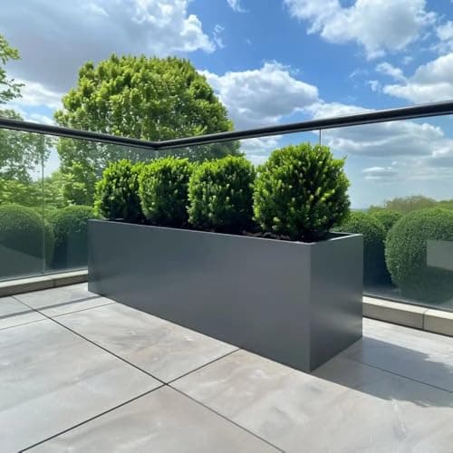 Image of Tulipy 1.2m/1m/75cm/70cm Zinc Galvanised Trough Planter | No Assembly Needed | Lightweight (Matte Grey, L100cm x W40cm x H40cm)