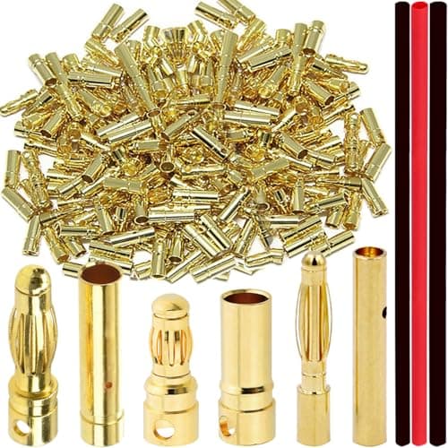 Image of HAAMNING7 120 Pcs 2mm 3.5mm 4mm Banana Bullet Plug Connector, Gold Plated Banana Bullet Plug Male Female Connector Adapter, for RC Lipo Battery ESC Motor Wire Plug