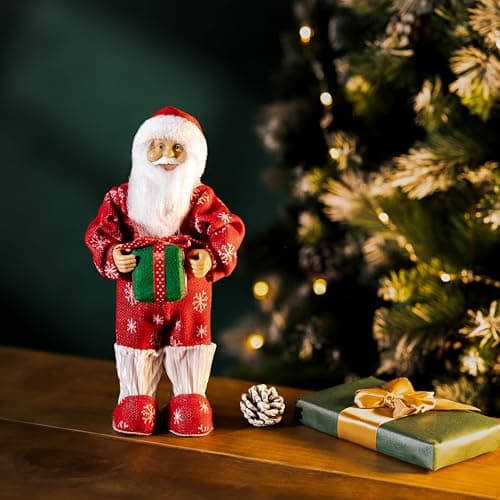 Image of Marco Paul 30cm Santa Claus Christmas Decoration Soft Plush Father Christmas Figure Festive Free Standing Novelty Xmas Ornament for Home Tabletop or Mantel Display