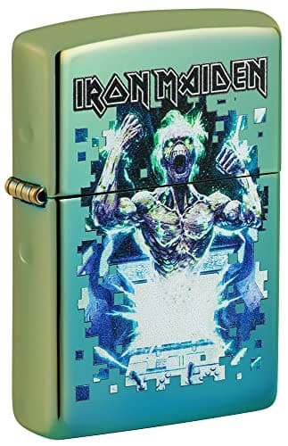 Image of Zippo Windproof Lighter - Iron Maiden - High Polish Teal Finish with Colour Image - Refillable - Reusable - Windproof Design - Gift Box - Metal - Made in USA