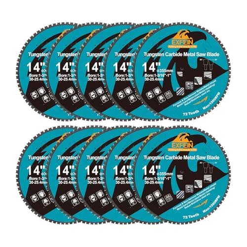 Image of 355mm 72T Metal Circular Cutting Disc - 10-Pack EXFEIN Tungsten Carbide Tipped Cutting Discs Bore 30mm for Steel Nickel Titanium Ferrous Metals Steel Pipe