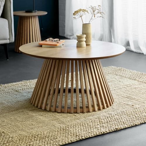 Image of Julian Bowen Ollie Natural Oak Effect 80cm Round Coffee Table