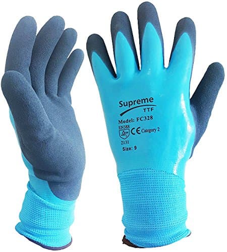 Image of 5 Pairs Blue Aqua Waterproof Fully Latex Coated Nylon Safety Work Gloves (XL)