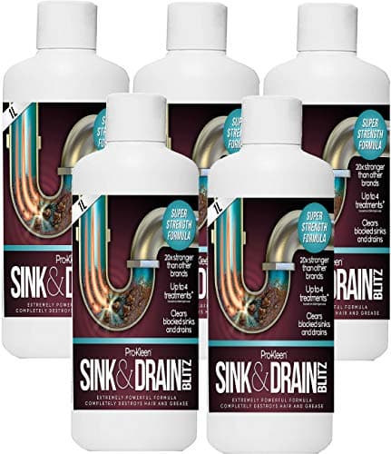 Image of 5 x 1 Litre of Pro-Kleen Sink & Drain Blitz - Plughole/Drain Unblocker - Dissolves Hair & Grease - Super Strength Formula: up to 20 Treatments