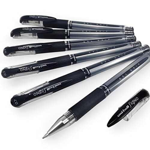 Image of Uni-Ball UM-151S Signo Gel Grip Rollerball Pen – 0.7mm – Black – Pack of 6