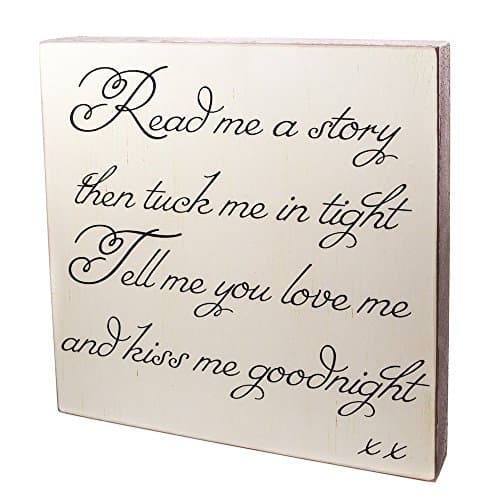 Image of Read me a story, kiss me goodnight.....cream shabby chic wall hanging sign from Heaven Sends