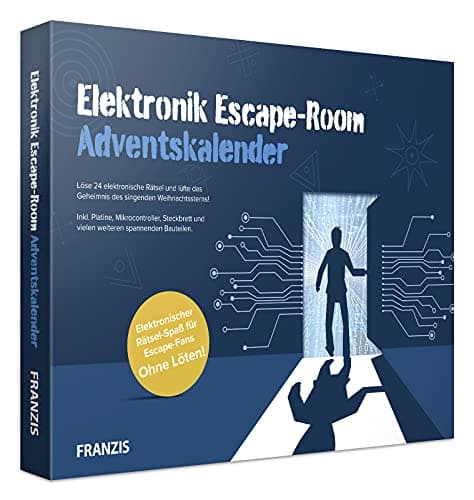 Image of FRANZIS 67154 - Elektronik Escape Room Advent Calendar, 24 Days of Electronic Puzzle Fun, No Soldering, Includes 40 Page Companion Book