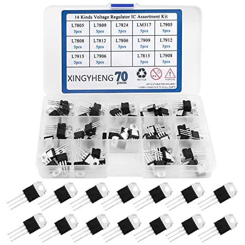 Image of BGTXINGI 70Pcs 14 Values Three Terminal Positive & Negative Voltage Regulator Transistor Kit T0-220 (L7805, L7806, L7808, L7809, L7812, L7815, L7824, L7905, L7906, L7908, L7909, L7912, L7915, LM317)