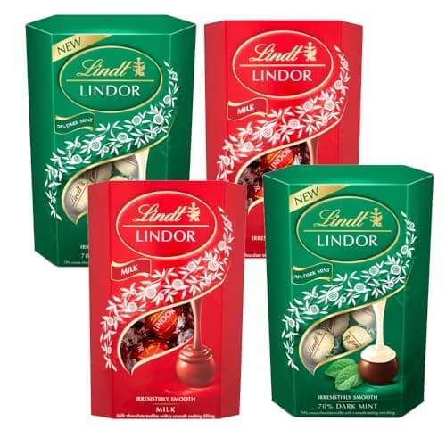 Image of Lindt Lindor 4 Box Set 2 x Milk 200g & 2 x Mint 200g