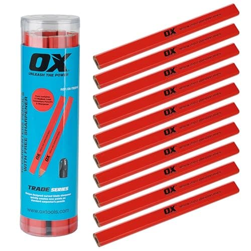 Image of OX Trade Medium Red Carpenters Pencils 10 pk