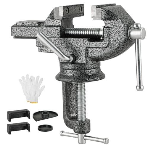 Image of DASBET Table Vise Universal 2.5 Inch Work Bench Vice Clamp 360°Swivel Base Bench Clamp Home Vise Clamp for Woodworking, Metalworking,Handcraft Creations, Cutting Conduit, Drilling