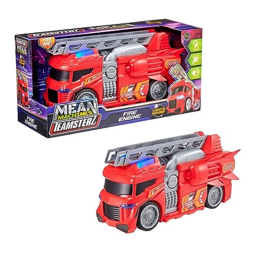 Image of Teamsterz Mean Machines Fire Engine | Fire Truck Toy With Realistic Lights & Sounds | Firefighter Emergency Rescue Truck Toys | Extendable Fire Ladder | Educational Toys | For Ages 3+