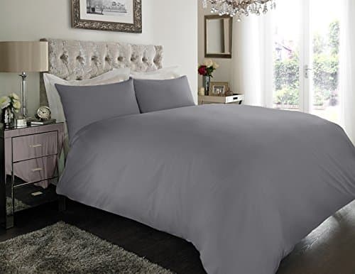 Image of Sapphire Collection 100% Egyptian Cotton 200 Thread Count Duvet Cover With Pillow Case Bedding Set (Grey, King)