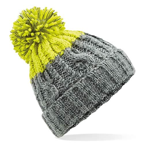 Image of Beechfield Apres Beanie - Light Grey/Citron