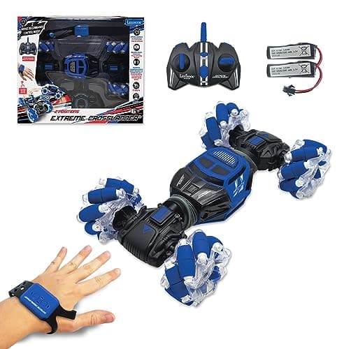 Image of LEXIBOOK, Extreme Crosslander®, Luminous all-terrain radio controlled car, bracelet remote control, rechargeable, electronic action game, Black/Blue, RC49