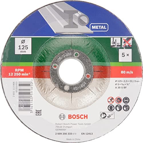 Image of Bosch 5-Piece Cutting Disc Set with Depressed Centre for Metal D= 125 mm