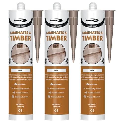 Image of Bond It LAMI-MATE Flexible Sealant & Gap-Filler – 3x Oak, 285ml | Premium Sealant Filler for Timber & Laminate Flooring | Paintable & Stainable – Non-Shrinking – Interior & Exterior Use