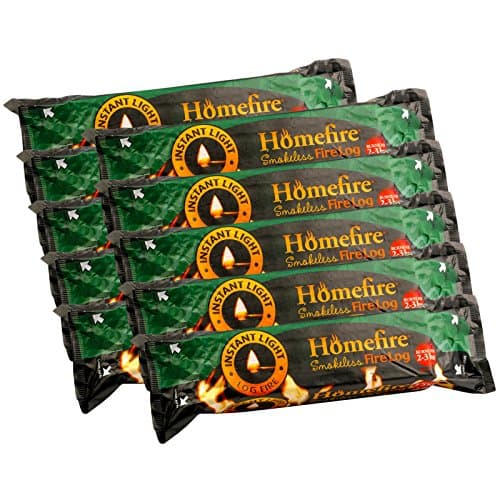 Image of Homefire Smokeless Instant Light Fire Log Open Fire Stove Fuel Burns 2-3 Hours (10 Fire Logs)