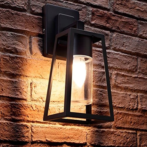 Image of Auraglow Black Outdoor Hanging E27 LED Candle Lantern Wall Light Lamp (Warm White)