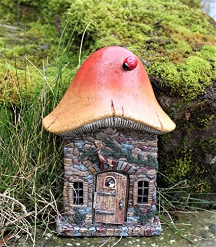 Image of HH Home Hut Garden Fairy Ornament Door Magical Secret Enchanted Mushroom Hobbit Cherub