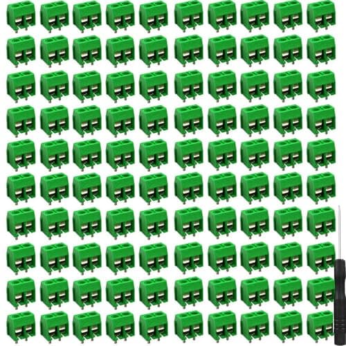 Image of RUNCCI-YUN 120pcs Universal PCB Board Kit 2 Pin Screw Terminal Block for PCB 300V 10A 5mm Pitch(green)