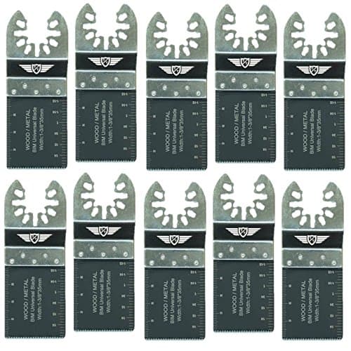 Image of 10 x 35mm TopsTools FA35B_10 Fast Fit Metal Cutting Blades Compatible with Dewalt Stanley Black and Decker Bosch Fein (Non-StarLock) Makita Milwaukee Parkside Ryobi Worx Workzone Multitool