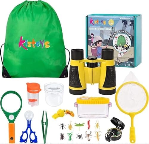 Image of Kizplays Outdoor Explorer Kit Gifts Toys,Kids Binoculars Set,Outdoor Exploration Set,Best for 6+ Year Old Boy and Girl,Kids Adventure Kit,Children Outdoor Educational Kit(22 PCS)