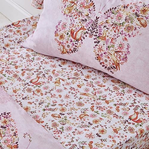 Image of Catherine Lansfield Enchanted Butterfly Single Fitted Sheet Pink
