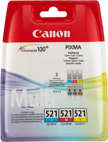 Image of Canon CLI-521 C/M/Y Colour Ink Cartridge Multipack