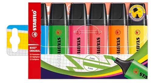 Image of STABILO BOSS ORIGINAL - Highlighter - Pack of 6 - Assorted Colours