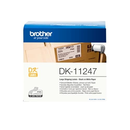 Image of Brother DK-11247 Label Roll, Large Shipping Labels, Black on White, 180 Labels, 103.6mm (W) x 164.3mm (L), Brother Genuine Supplies