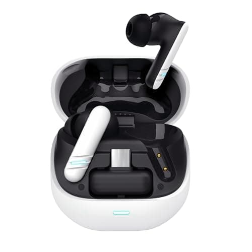 Image of GXTrust 409 Oxxie Wireless Earbuds PS5 Switch PC Mobile, Bluetooth or USB-C Receiver, Gaming Earphones with 4 ENC Noise Cancelling Microphones, 40h Battery Life, Low Latency Stereo In Ear Buds, White