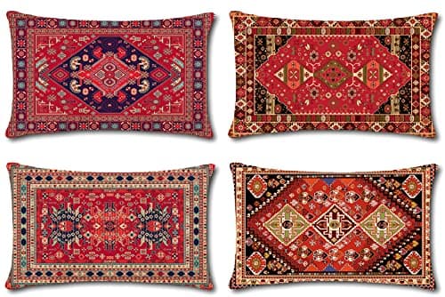 Image of JOTOM Cushion Covers 30cm x 50cm Set of 4 Bohemian Style Decorative Throw Pillow Covers Exotic Abstract Vintage Pillowcases for Sofa Couch Bedroom Outdoor Home Office Living Room Car Decor (Exotic)