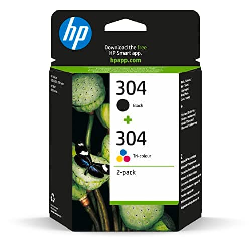 Image of HP 304 Tri-colour and Black Original Ink Cartridge 3JB05AE, 2 Count (Pack of 1)