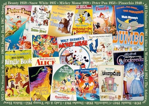 Image of Ravensburger Disney Vintage Classic Movie Posters 1000 Piece Jigsaw Puzzles for Adults and Kids Age 12 Years Up