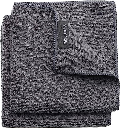 Image of Brabantia 118029 Microfibre Cleaning Cloths (x 2), Machine Washable, Dark Grey