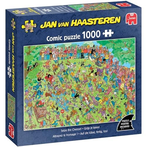 Image of Jan Van Haasteren Seize the Cheese - 1000 Piece Adults Puzzle - Large 1000 Pc Jigsaw Puzzles - 100% Recycled Cardboard 1000Pc Jigsaws, Fun Brainteasing Adult Puzzle for Birthday & Christmas, 68 x 49cm
