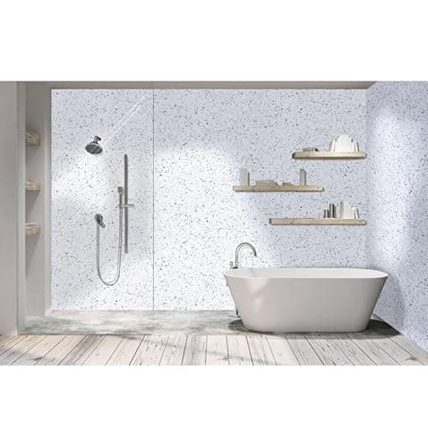 Image of DuraPanel Classic White Sparkle Wall Panel, 2400 x 1200mm, 9mm Waterproof Plywood Core, High Pressure Laminate, Square Edge