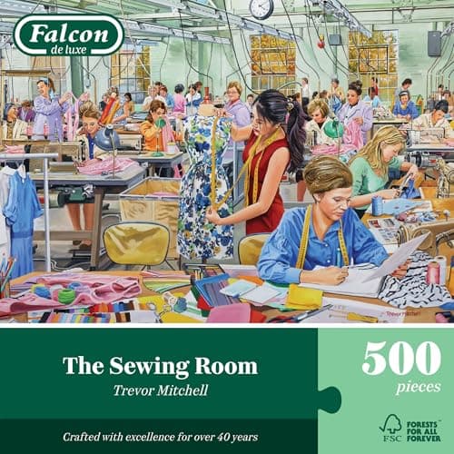 Image of Falcon The Sewing Room, 500 Piece Jigsaw Puzzle for Adults - Beautifully Illustrated 500Pc Adult Jigsaws, Fun Present & Activity for Home, Puzzles for Rainy Days, Birthday Jumbo