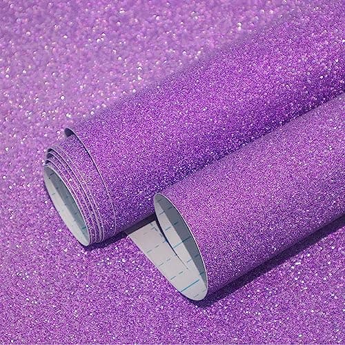 Image of CiCiwind Peel and Stick Wallpaper 44×300cm Purple Glitter Contact Paper Self Adhesive Vinyl Wrap Removable Sticky Back Plastic for Wall Cabinet DIY Gift Christmas Decoration