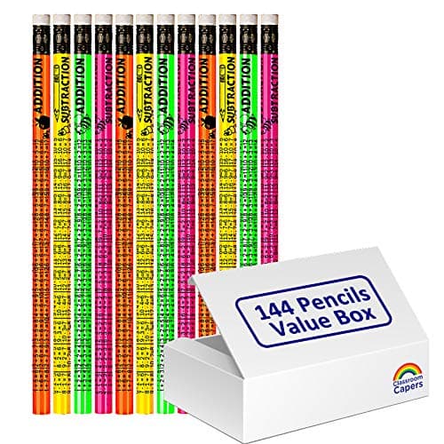Image of 144 x Addition and Subtraction Maths HB Pencils with Erasers. Perfect Class Present. Value Box