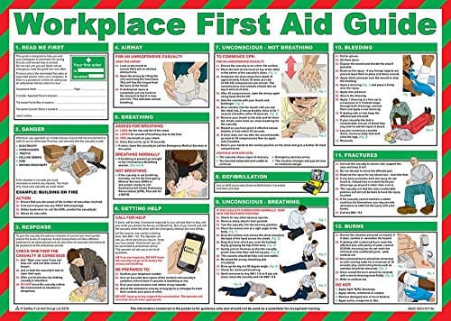 Image of PDL – Pegdev - First Aid Laminated Health & Safety Poster - Workplace First Aid Guide - A2 Landscape Health & Safety Poster.